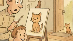 Witz: Gestern ein Kätzchen gemalt