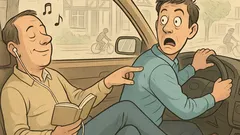 Witz: Er tippt dem Taxifahrer auf die Schulter