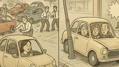 Witz: Statistisch bauen Frauen seltener Unfälle