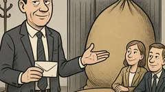 Witz: Gehalt nicht im Umschlag, im Geldsack!