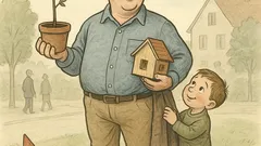 Witz: Nur drei Dinge: Baum, Haus, Sohn.